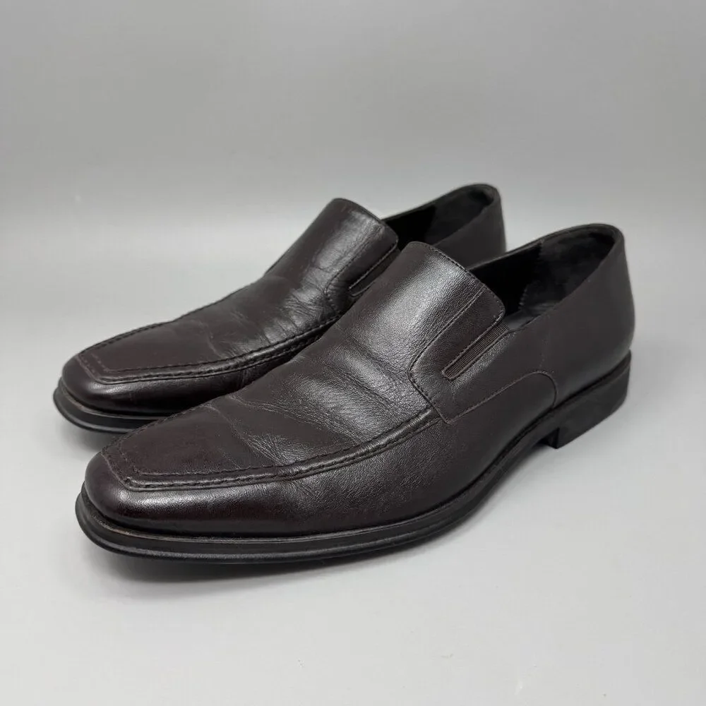 Bruno Magli Raging Loafer Shoes Men’s 10 Brown Leather Slip On Made Italy